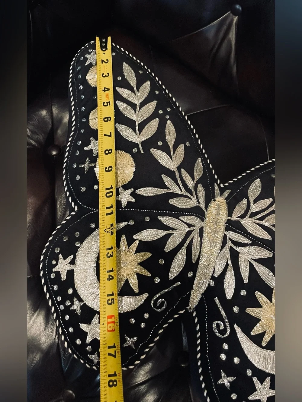 CYNTHIA ROWLEY NWT Butterfly Shaped Embroidered Celestial Accent Throw Pillow